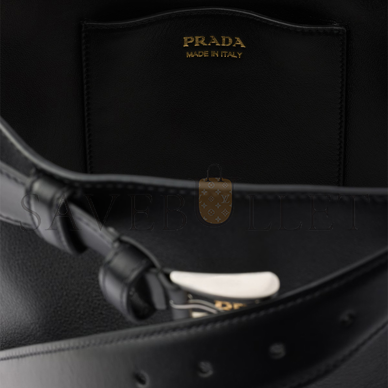 Pra*a buckle leather bucket bag with belt 1be085 (29*26.5*18cm)